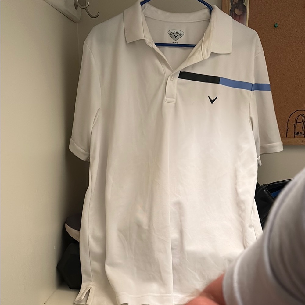 Callaway White and Blue Polo Shirt with Classic Design